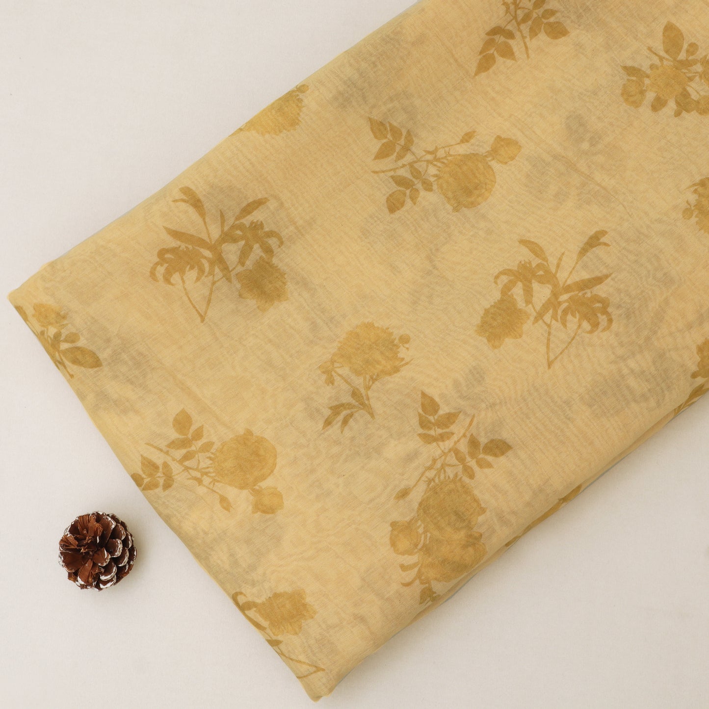 Chanderi Print Border Embroidery Fabric