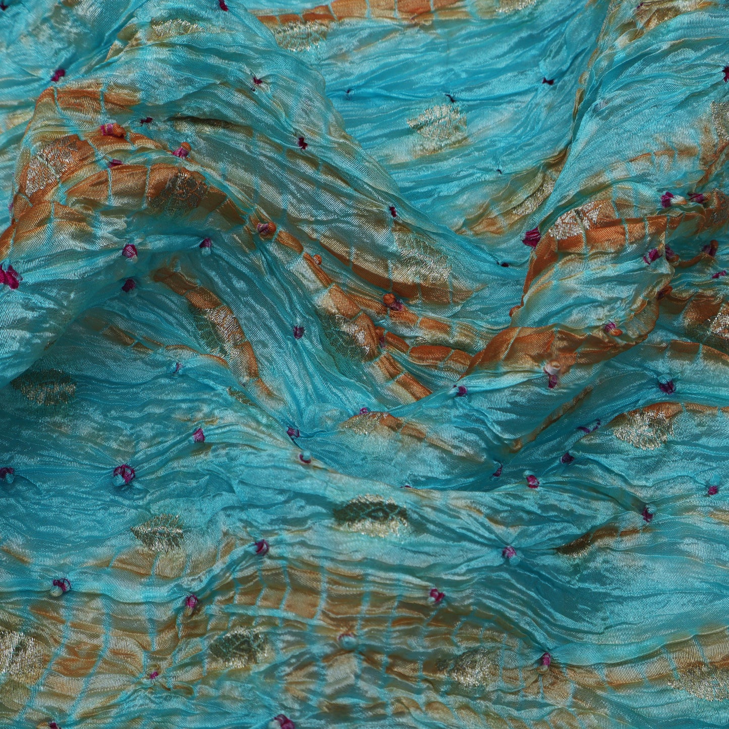 Multi Color Bandhani Brocade Fabric