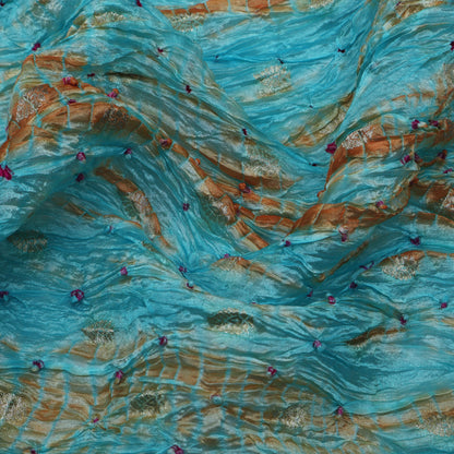 Multi Color Bandhani Brocade Fabric