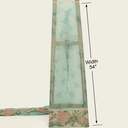 Chanderi Print Border Embroidery Fabric