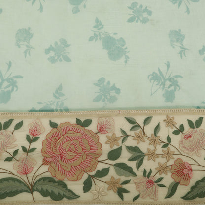 Chanderi Print Border Embroidery Fabric
