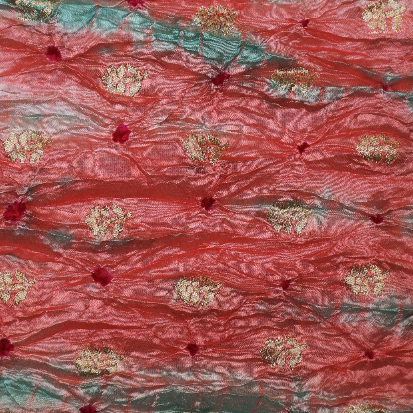 Multi Color Bandhani Brocade Fabric