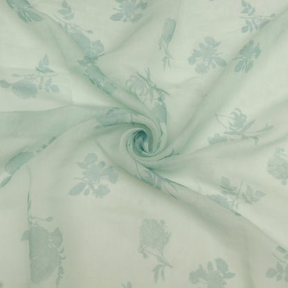Chanderi Print Border Embroidery Fabric