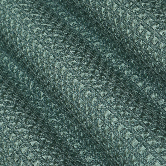 Sea Green Color Slub Silk Embroidery Fabric