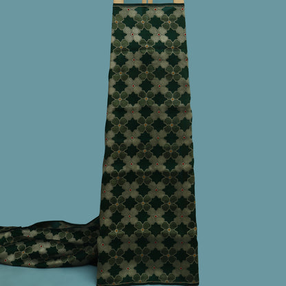 Bottle Green Color Katan Meena Brocade Fabric