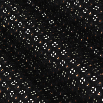 Black Color Slub Silk Embroidery Fabric