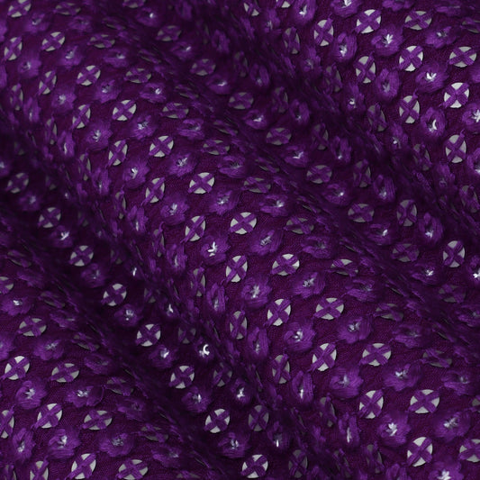 Purple Color Slub Silk Embroidery Fabric