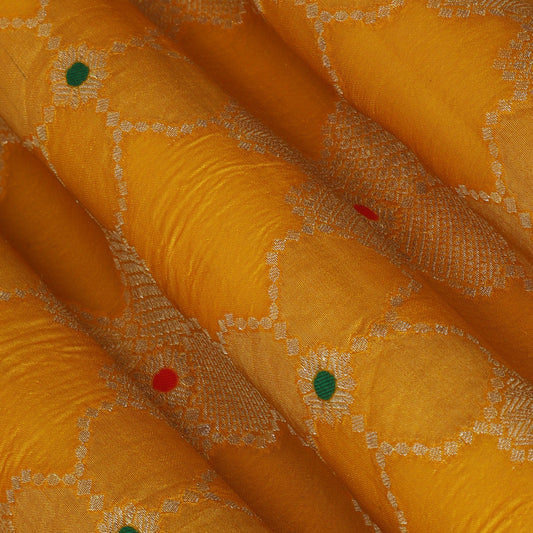 Mustard Color Katan Meena Brocade Fabric