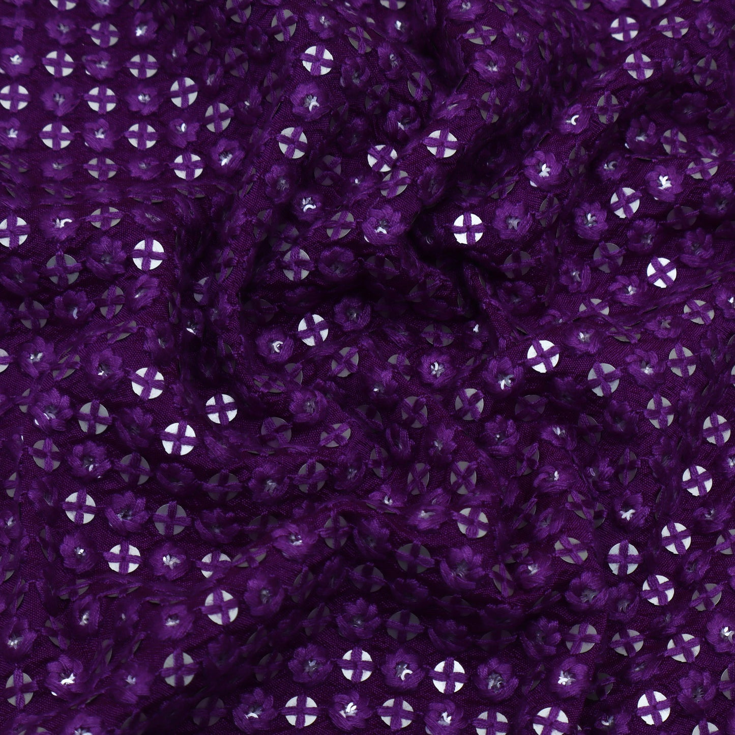 Purple Color Slub Silk Embroidery Fabric