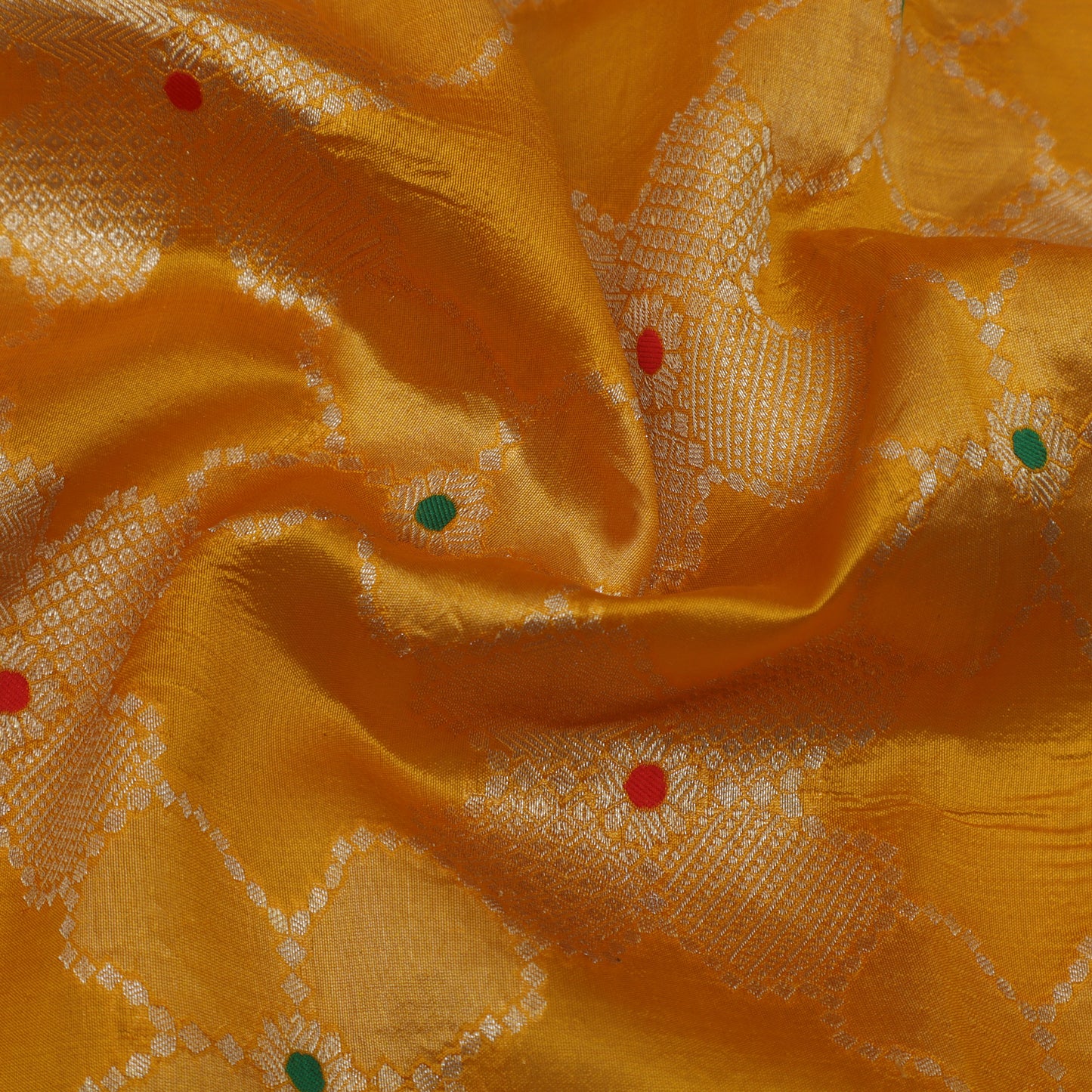 Mustard Color Katan Meena Brocade Fabric