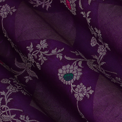 Purple Color Katan Meena Brocade Fabric