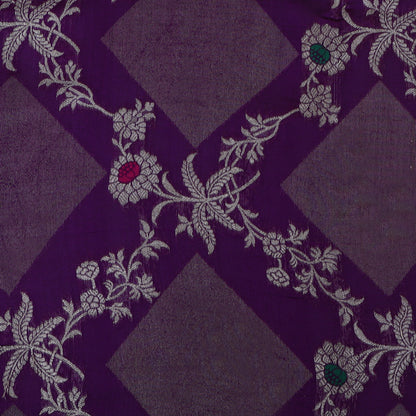 Purple Color Katan Meena Brocade Fabric