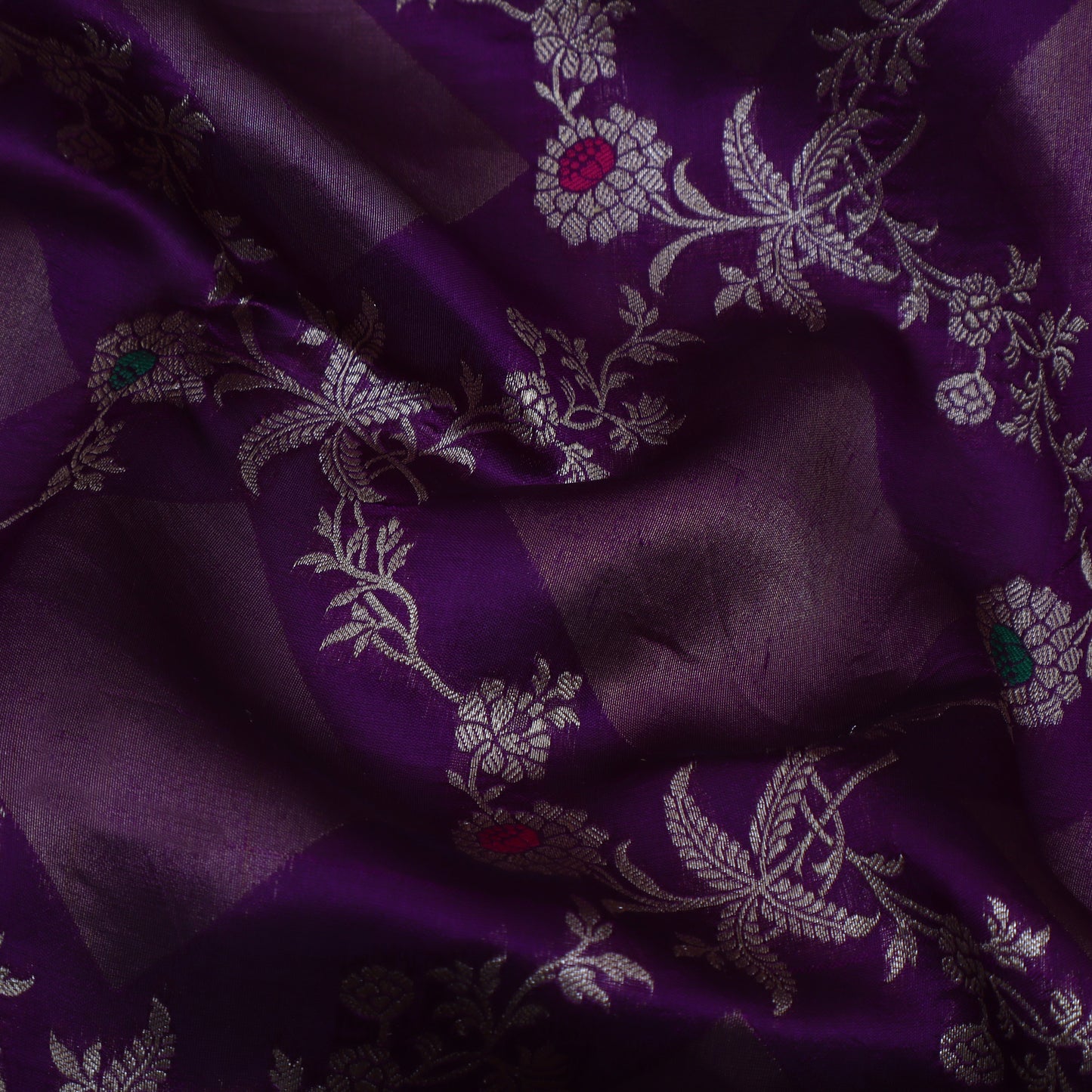Purple Color Katan Meena Brocade Fabric