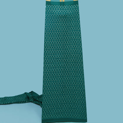 Rama Green Color Slub Silk Embroidery Fabric