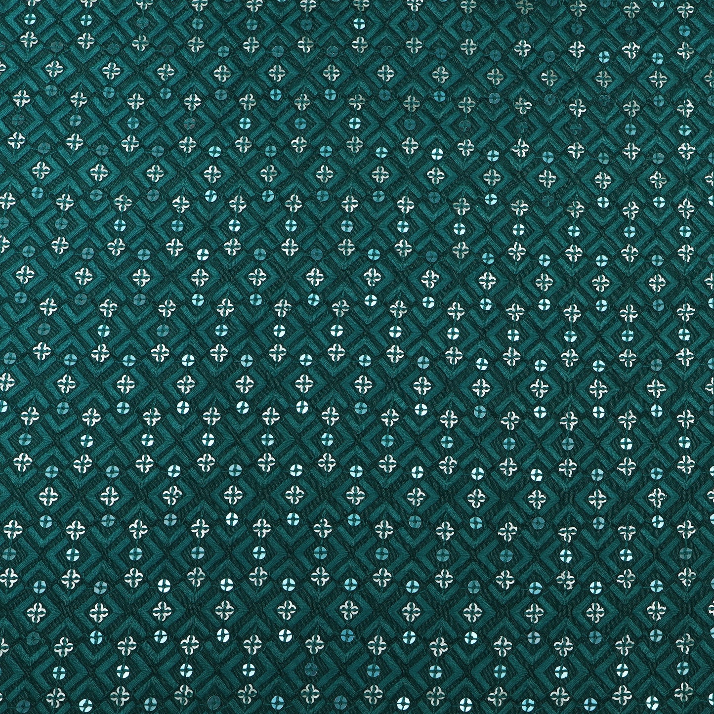 Rama Green Color Slub Silk Embroidery Fabric
