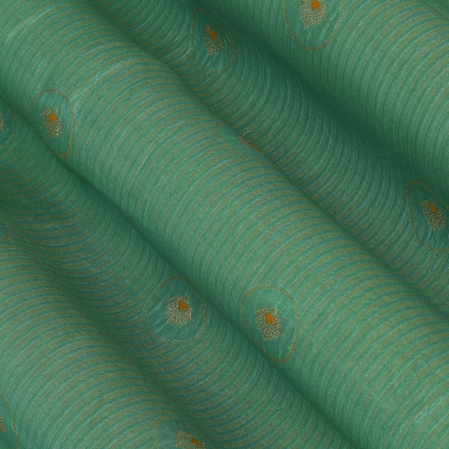 Sea Green Color Katan Meena Brocade Fabric