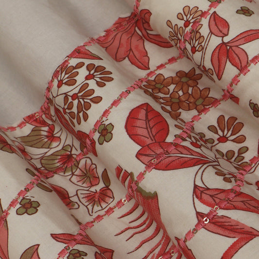 Multi Colored Kora Cotton Plazo Fabric