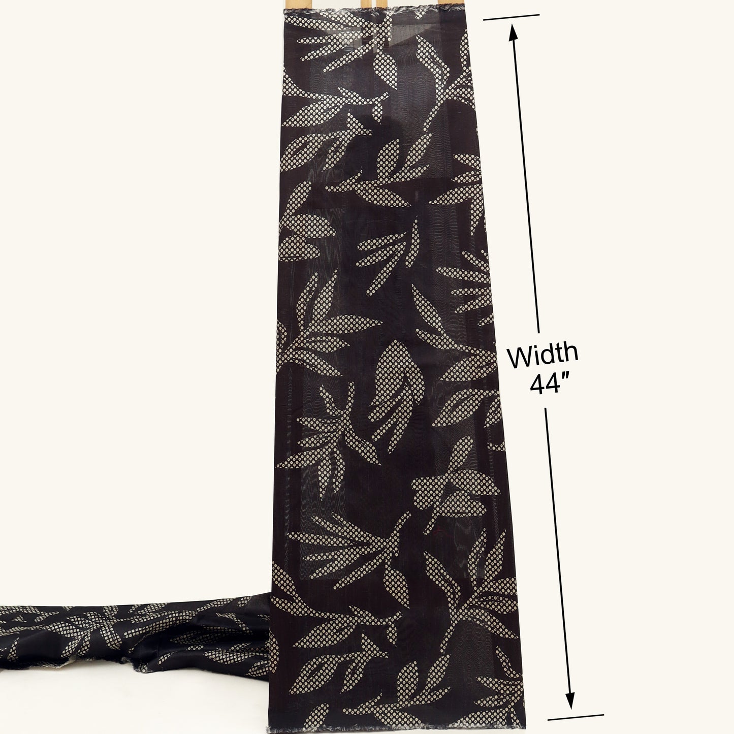 Black Color Dupion Print Fabric