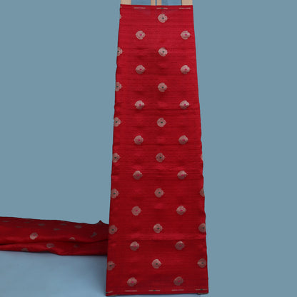Red Color Katan Meena Brocade Fabric