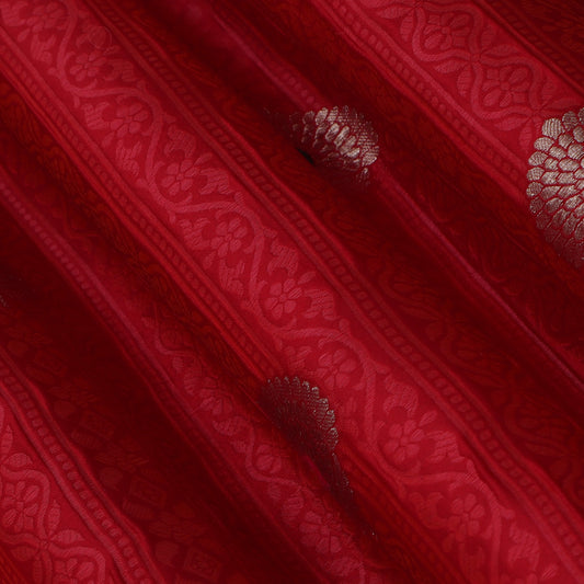 Red Color Katan Meena Brocade Fabric