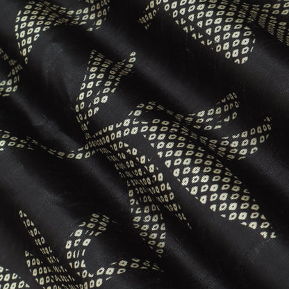 Black Color Dupion Print Fabric