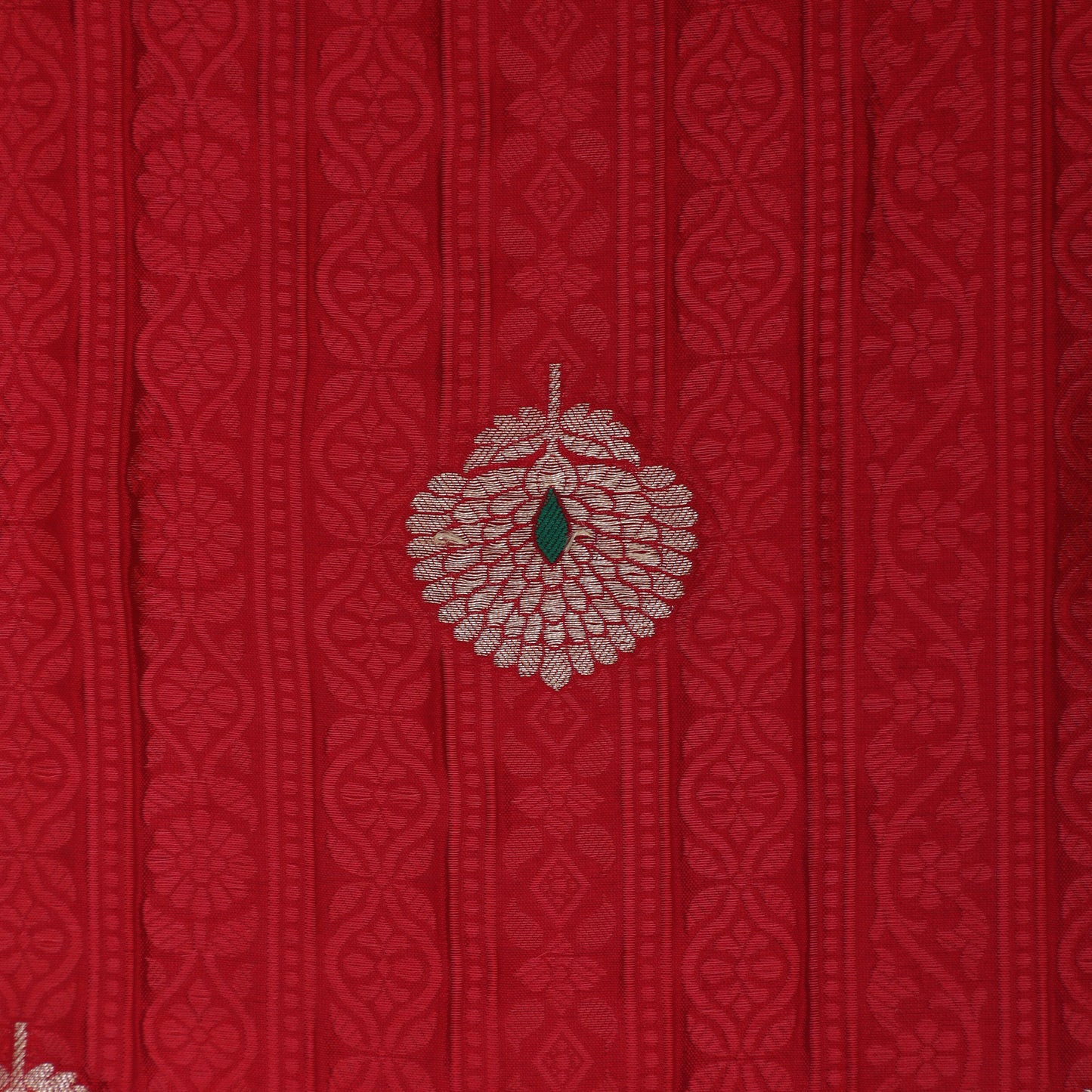 Red Color Katan Meena Brocade Fabric