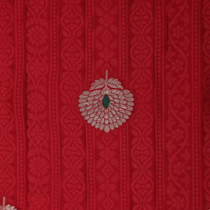 Red Color Katan Meena Brocade Fabric