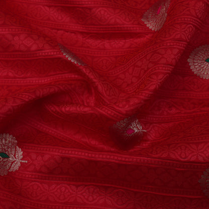 Red Color Katan Meena Brocade Fabric
