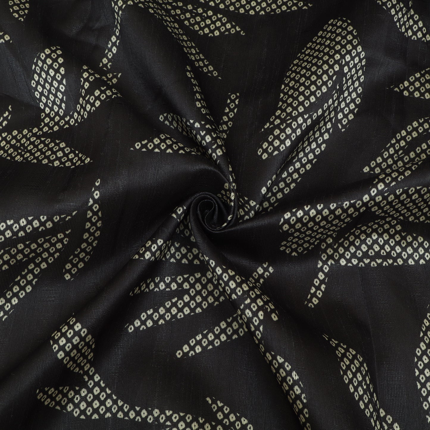 Black Color Dupion Print Fabric