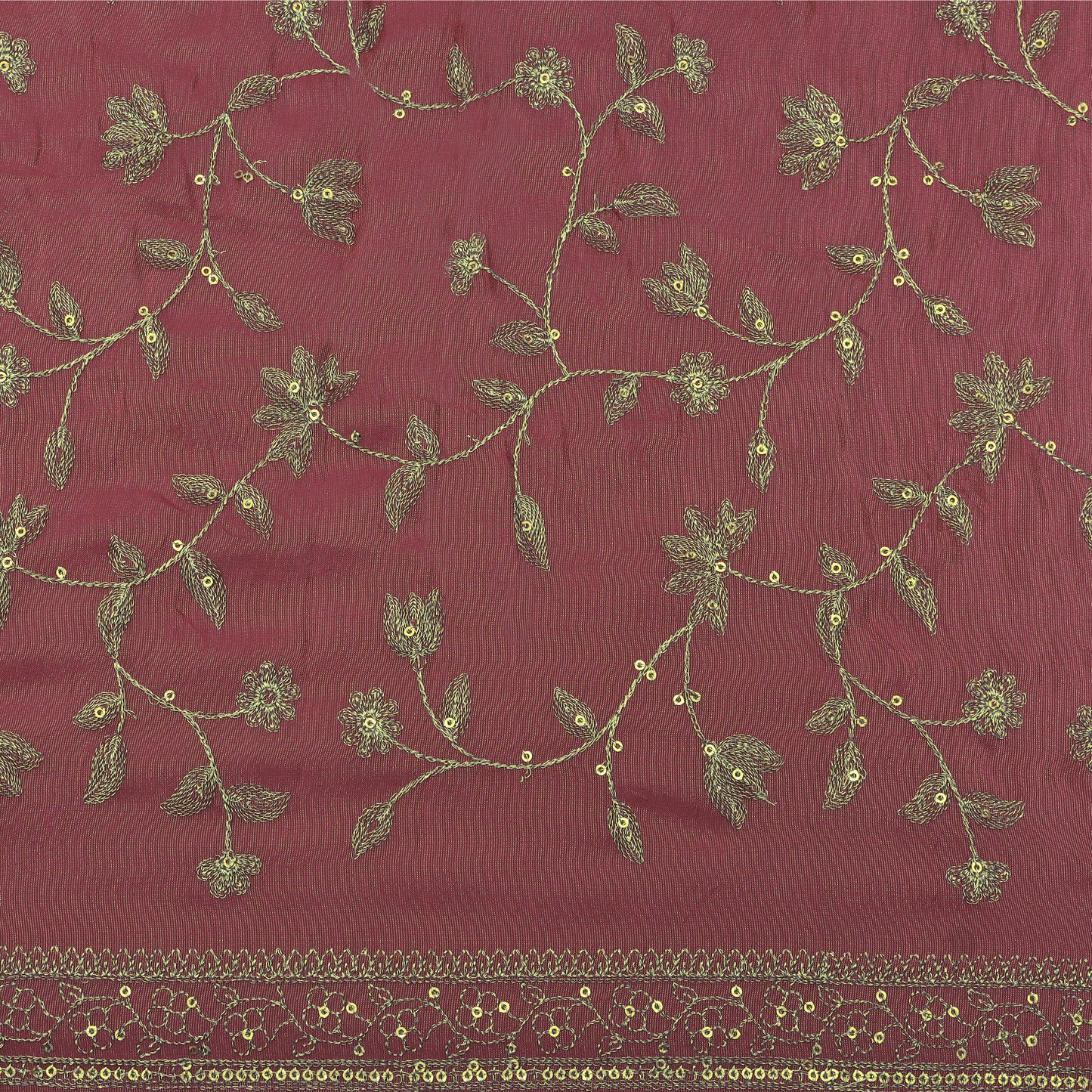 Magenta Color Tissue Zari Embroidery Fabric