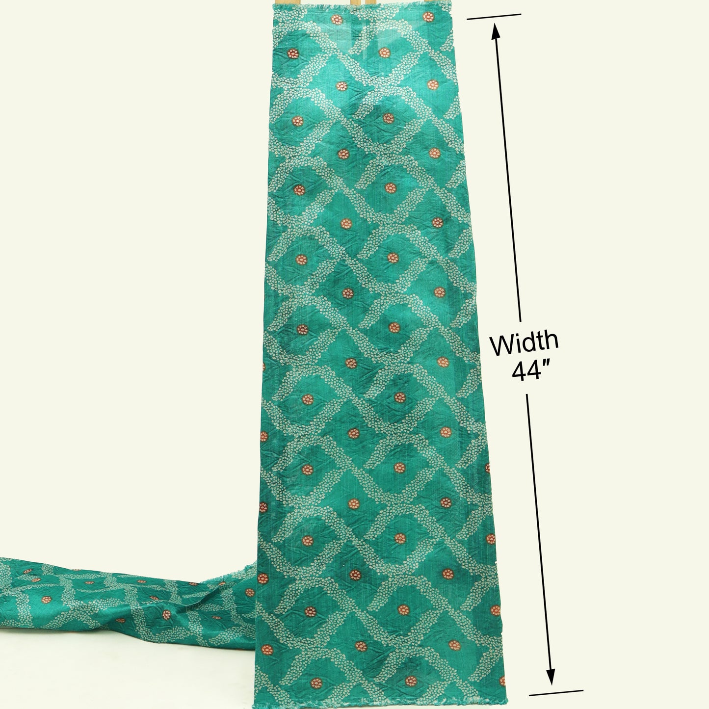 Teal Green Color Dupion Print Fabric