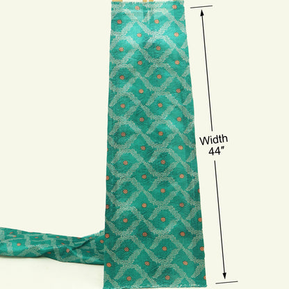 Teal Green Color Dupion Print Fabric