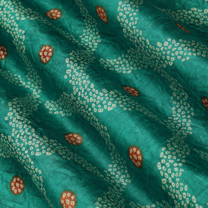 Teal Green Color Dupion Print Fabric