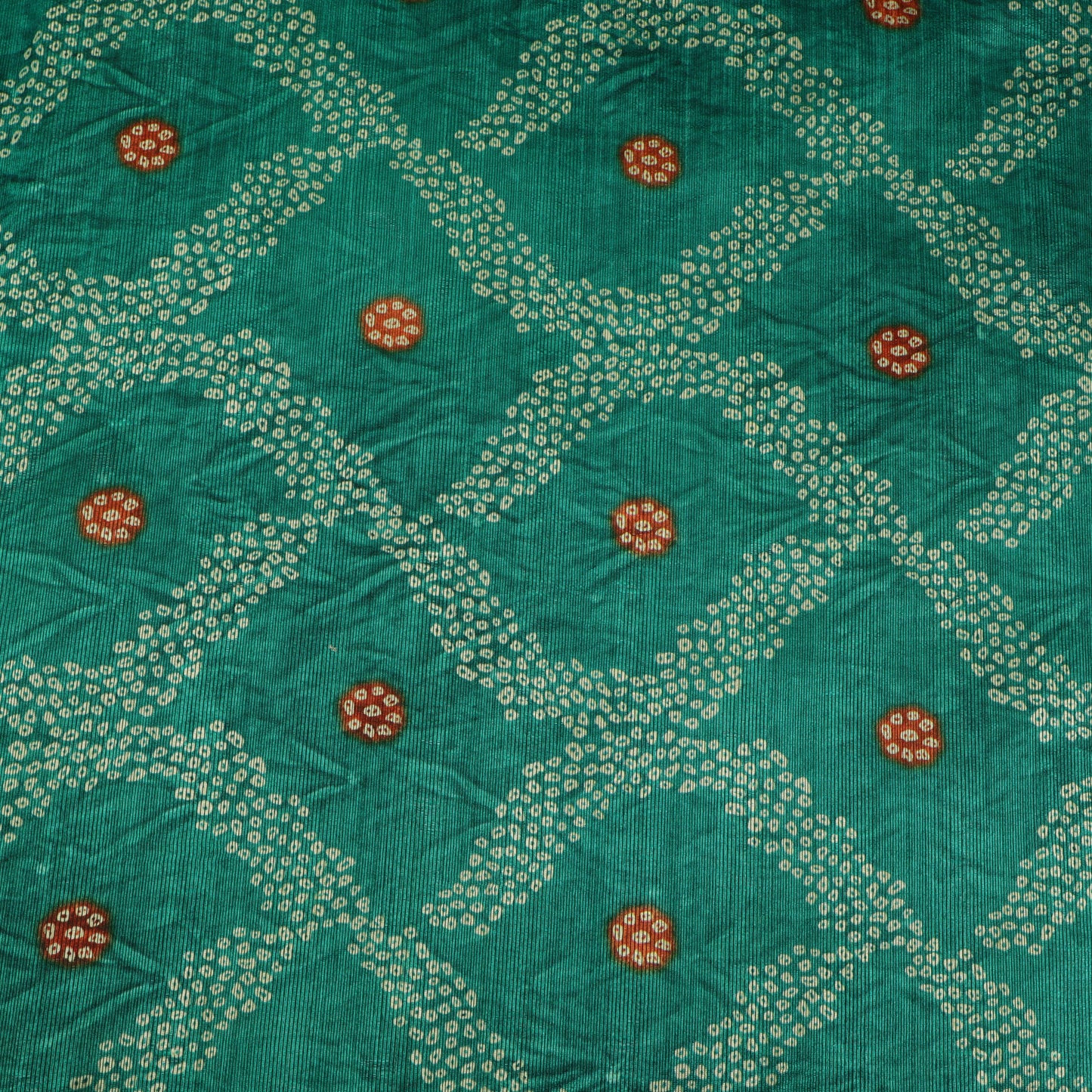 Teal Green Color Dupion Print Fabric