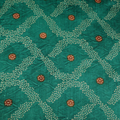 Teal Green Color Dupion Print Fabric