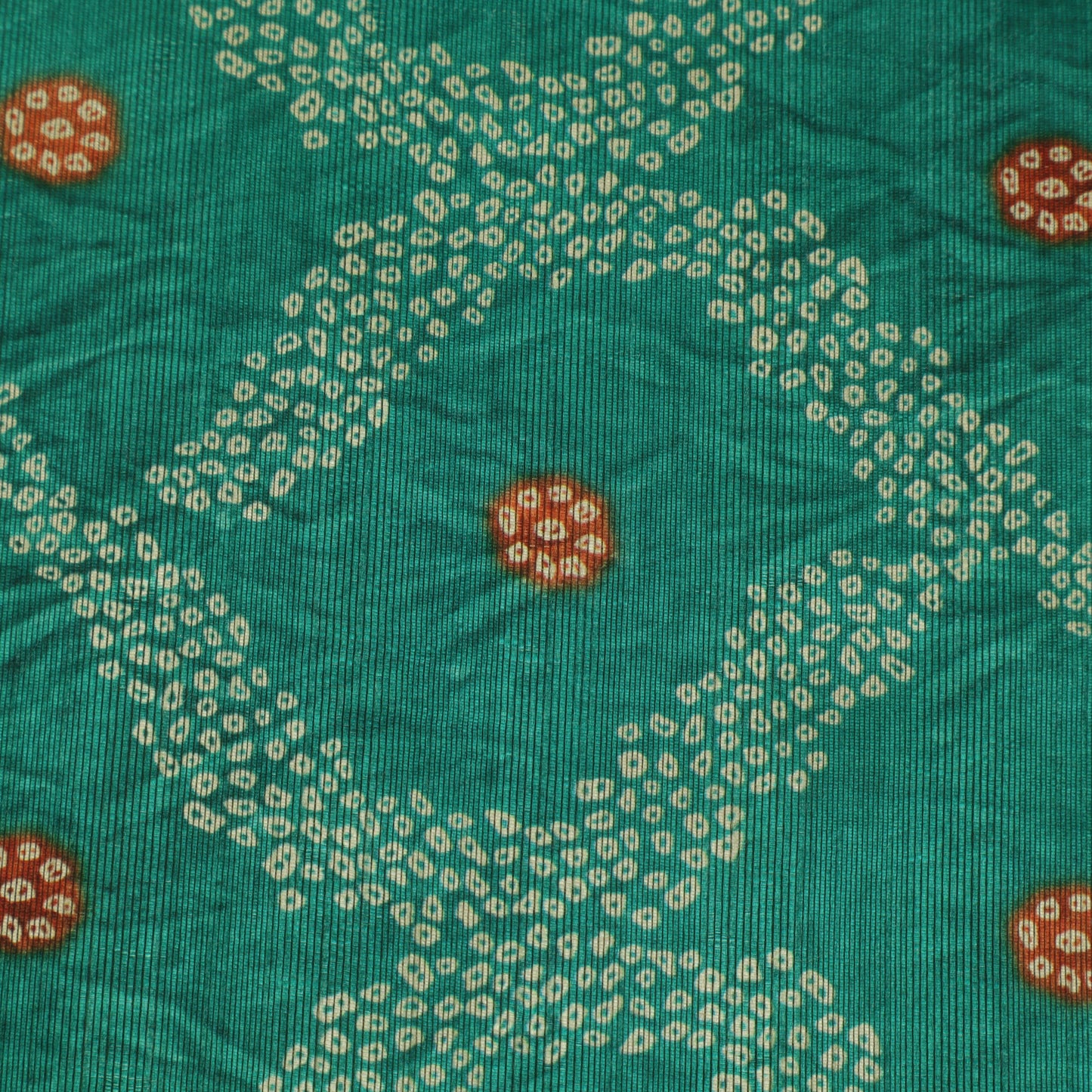 Teal Green Color Dupion Print Fabric