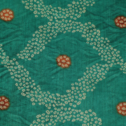 Teal Green Color Dupion Print Fabric