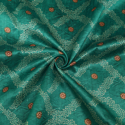 Teal Green Color Dupion Print Fabric