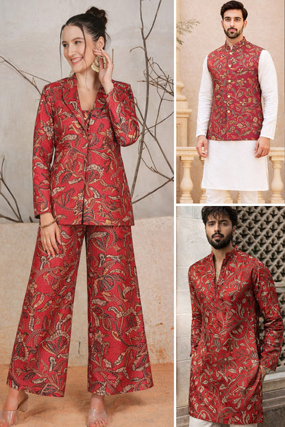 Rusty Color Dupion Print Fabric