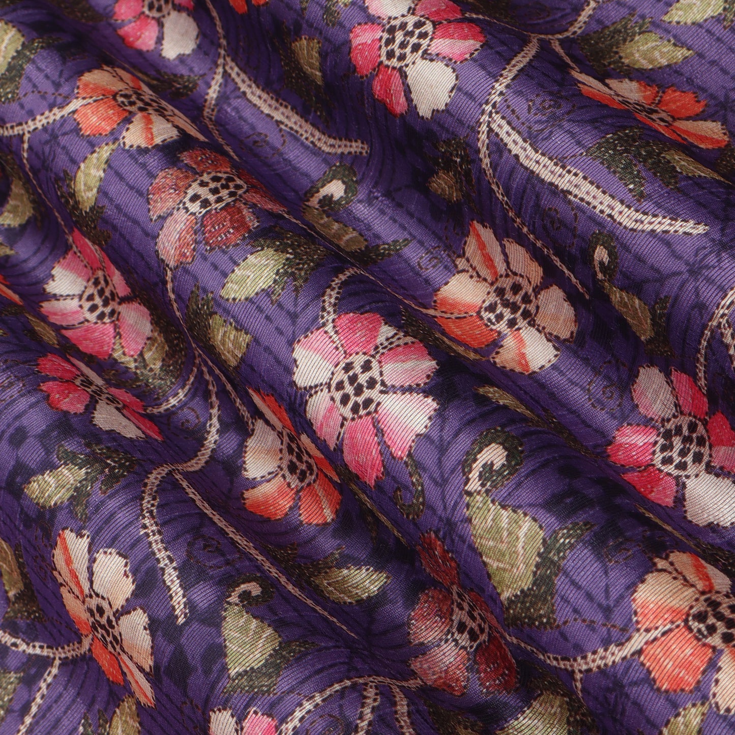 Purple Color Dupion Print Fabric