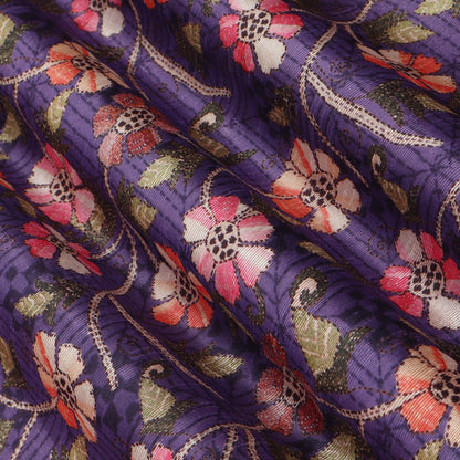Purple Color Dupion Print Fabric