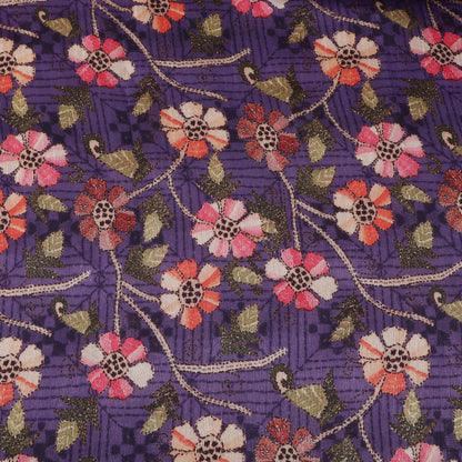 Purple Color Dupion Print Fabric