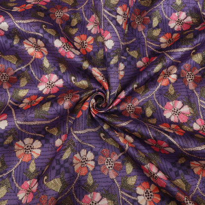 Purple Color Dupion Print Fabric