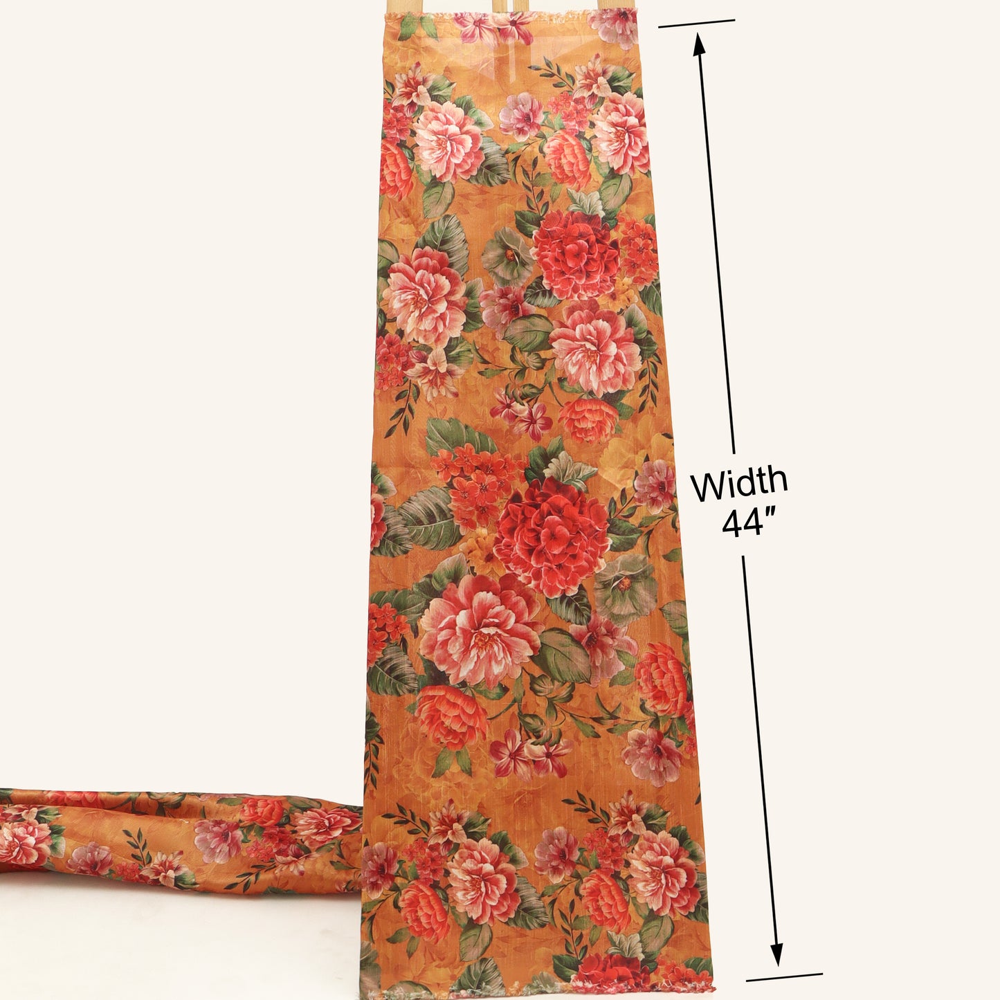Rust Orange Color Dupion Print Fabric