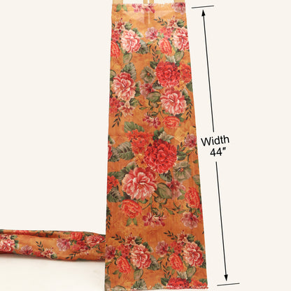 Rust Orange Color Dupion Print Fabric