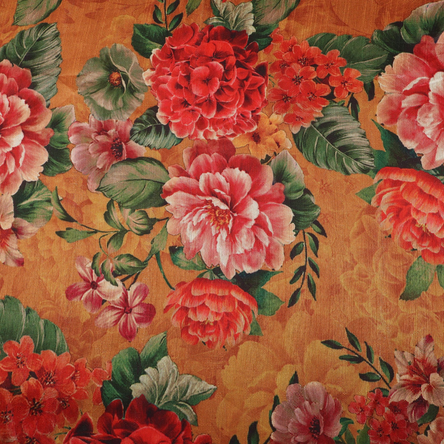 Rust Orange Color Dupion Print Fabric