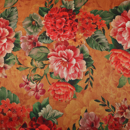 Rust Orange Color Dupion Print Fabric