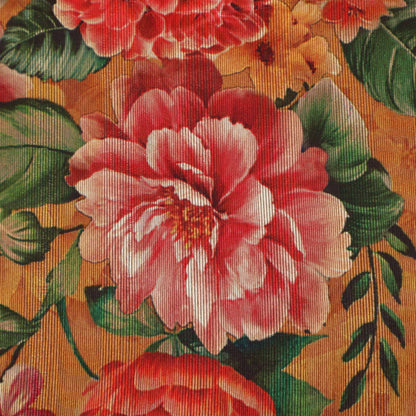 Rust Orange Color Dupion Print Fabric