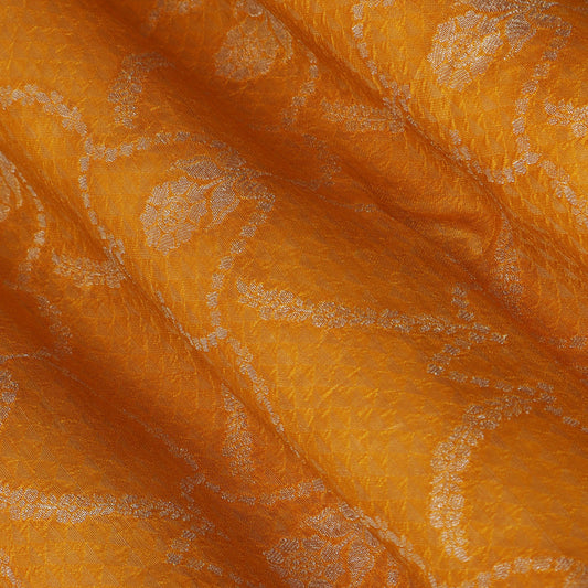 Yellow Color Katan Brocade Fabric