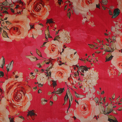 Pink Color Dupion Print Fabric